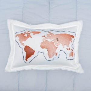 Almofada Bordada Mapa World