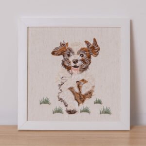 Quadro Bordado Cachorro Correndo Flick