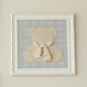 Quadro Bordado Urso em Tricot Bento