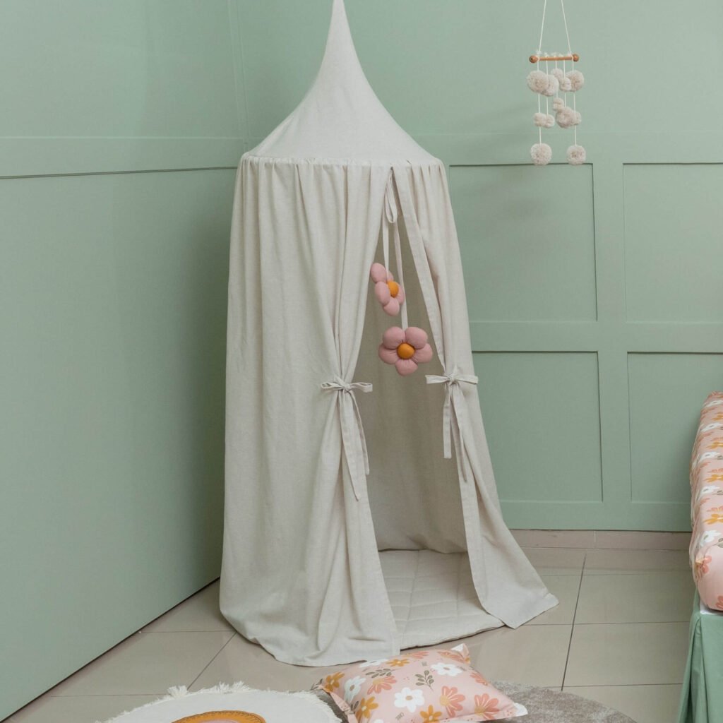 Cabana de Teto em Linho com Pingente de Flor