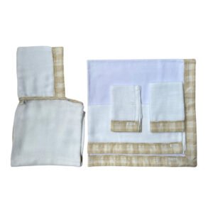 kit fralda de pano barrado bege