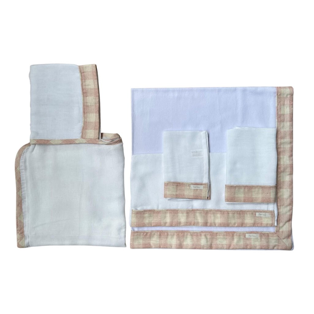 kit fralda de pano barrado rosa