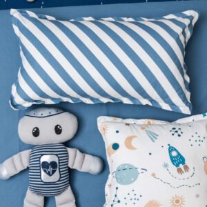 Almofada em Algodão Estampado Listras Azuis