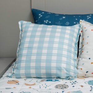 Almofada em Algodão Estampado Xadrez Azul