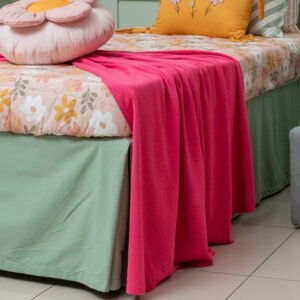 Cobre Leito Solteiro em Tricot Amarração Pink