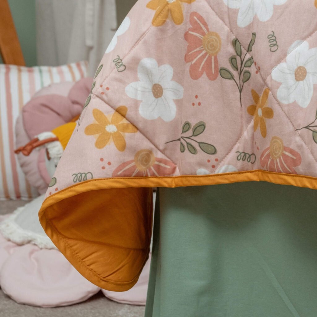 Edredom Solteiro Dupla Face em Algodão Estampado Floral