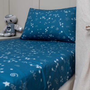 Jogo de Lençol Solteiro em Algodão Estampado Cosmos