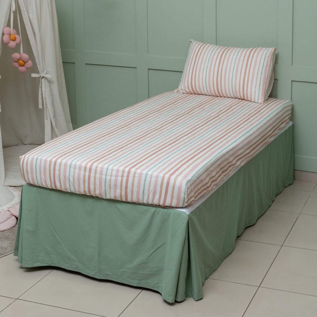 Jogo de Lençol Solteiro em Algodão Estampado Listras