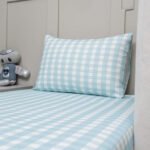 Jogo de Lençol Solteiro em Algodão Estampado Xadrez Azul