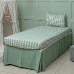 Jogo de Lençol Solteiro em Algodão Estampado Xadrez Verde