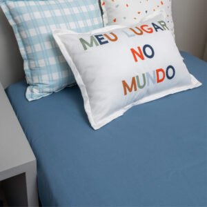 Lençol de Elástico Solteiro em Algodão Azul