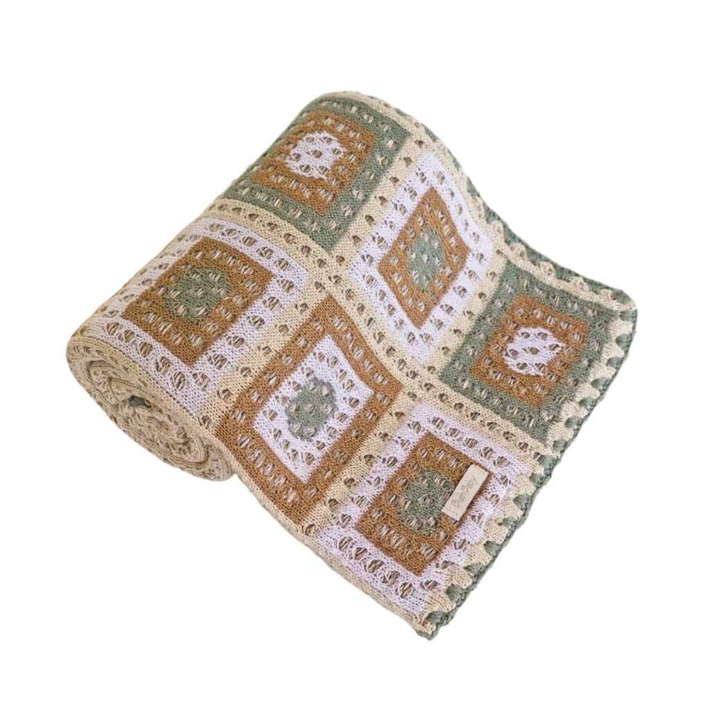 Manta em Tricot Geo Verde