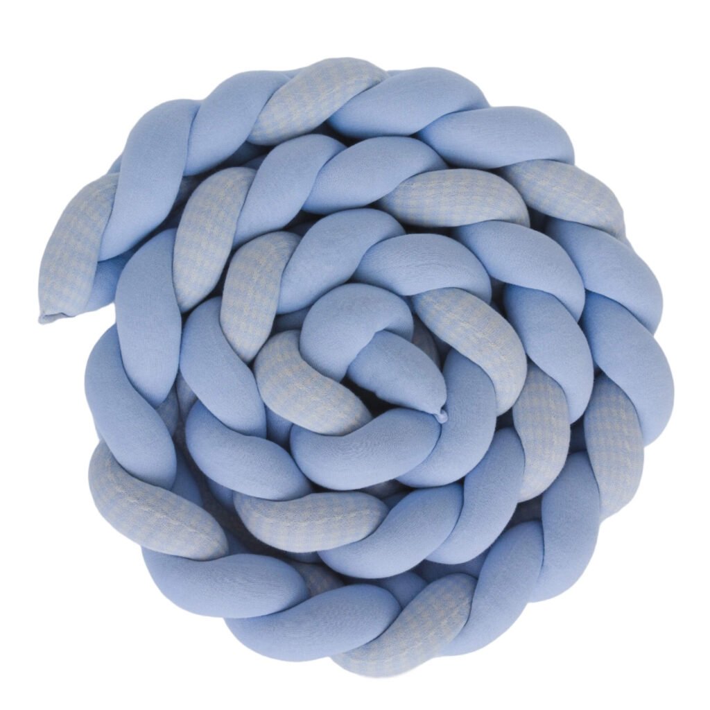 Protetor Trança em Tricot Malha Dupla com Jacquard Xadrez Azul Salina