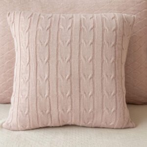 Almofada em Tricot Trança Rosa Una Bela