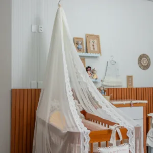 Mosquiteiro de Teto em Tule de Malha Barrado de Renda Jardim de Íris